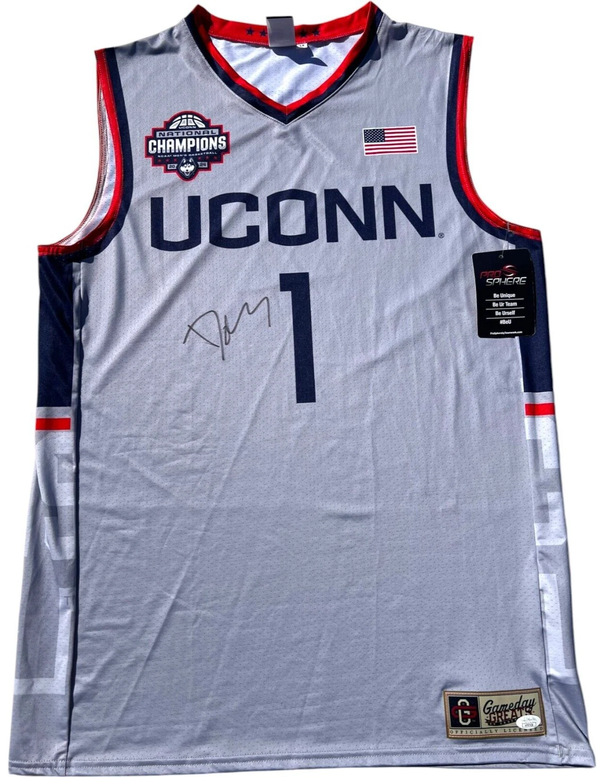 DAN HURLEY SIGNED UCONN HUSKIES BASKETBALL JERSEY NATIONAL CHAMPIONS B2B JSA
