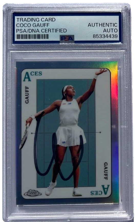 COCO GAUFF SIGNED 2021 TOPPS CHROME TENNIS ACES ROOKIE CARD AUTO RC PSA/DNA