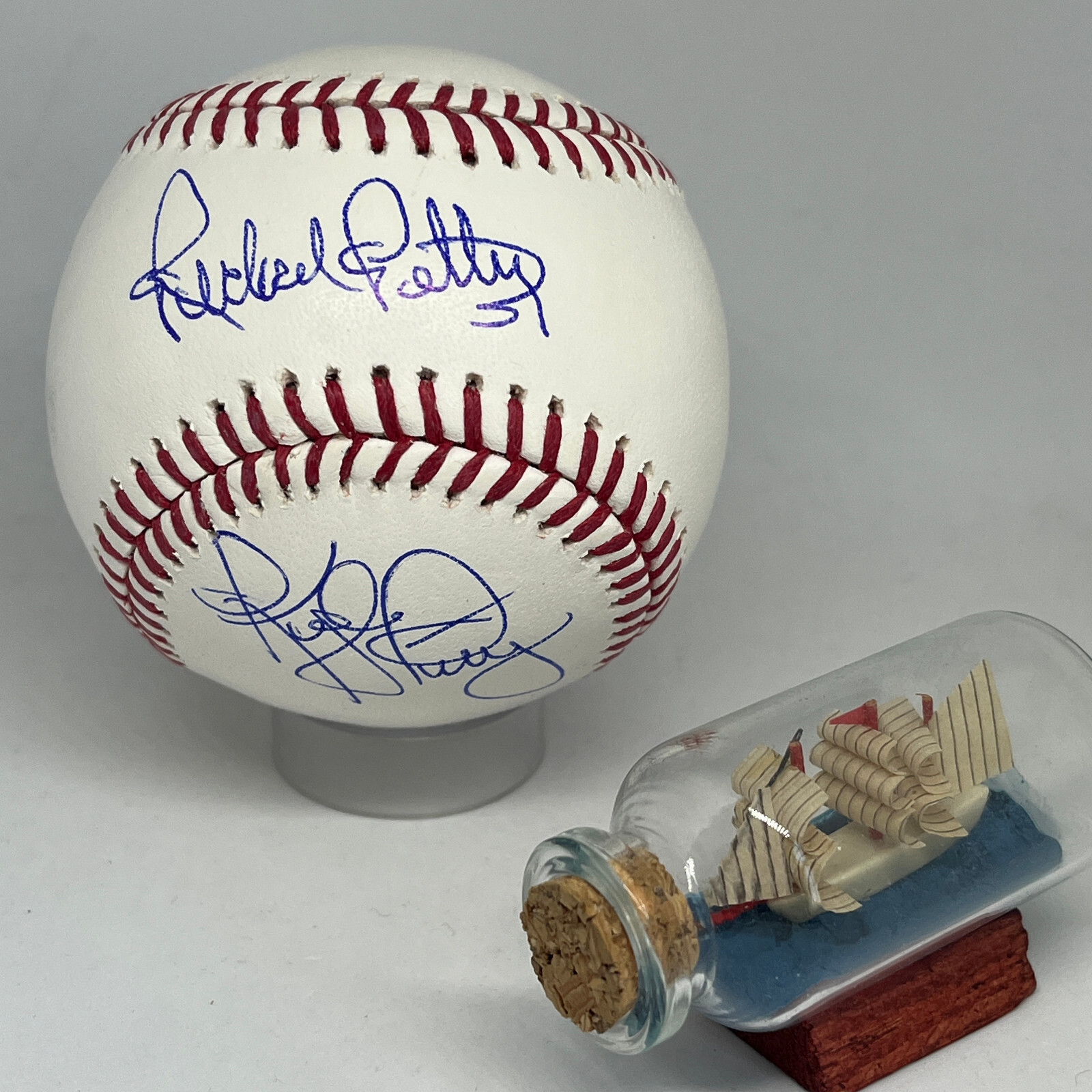 Richard Petty & Kyle Petty signed Rawlings Baseball JSA COA NASCAR Auto A3123