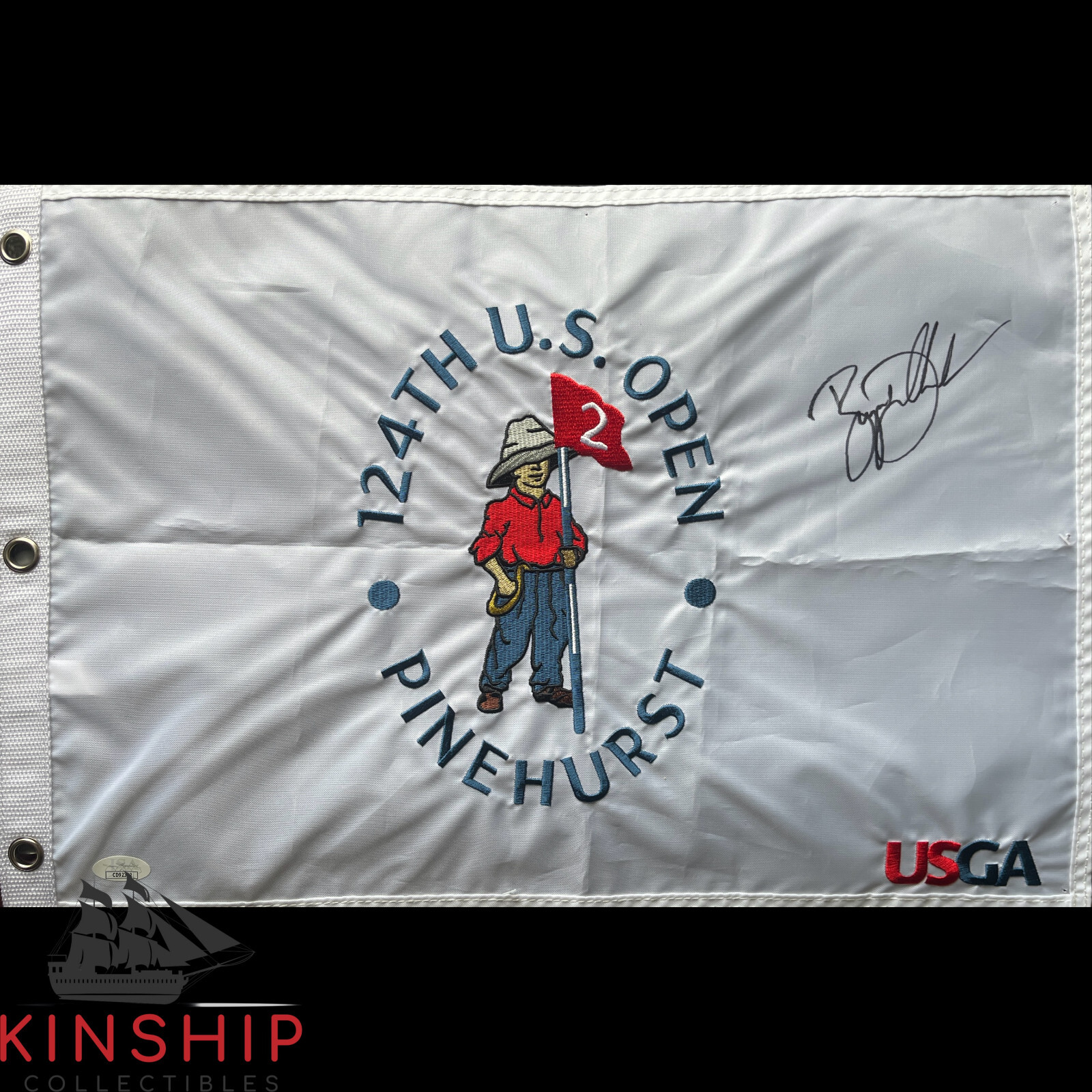 BRYSON DECHAMBEAU SIGNED 2024 US OPEN GOLF FLAG JSA COA PINEHURST AUTO G148 COLLECTIBLE MEMORABILIA