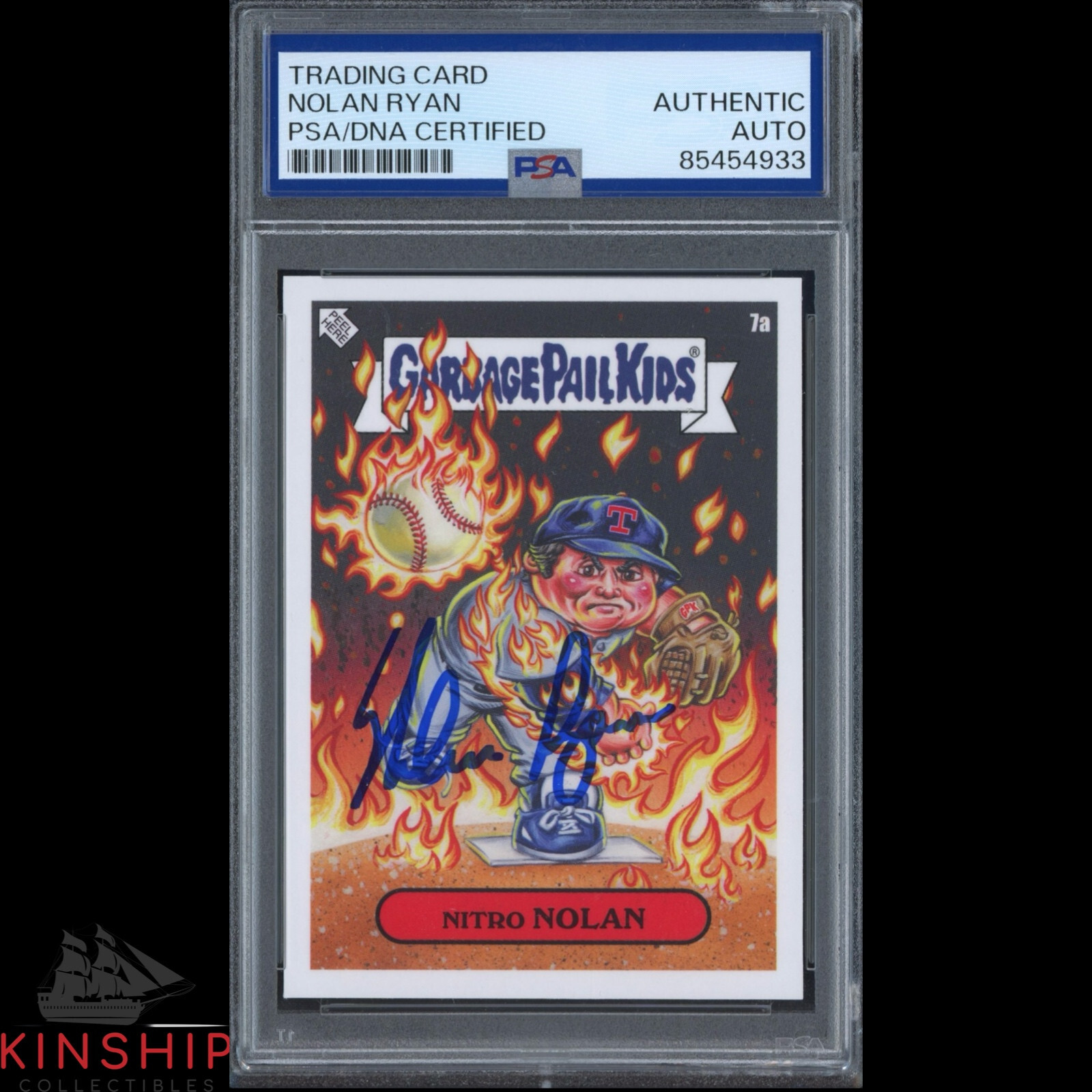 Nolan Ryan signed 2023 Topps Garbage Pail Kids Card PSA DNA Slab Auto C4035
