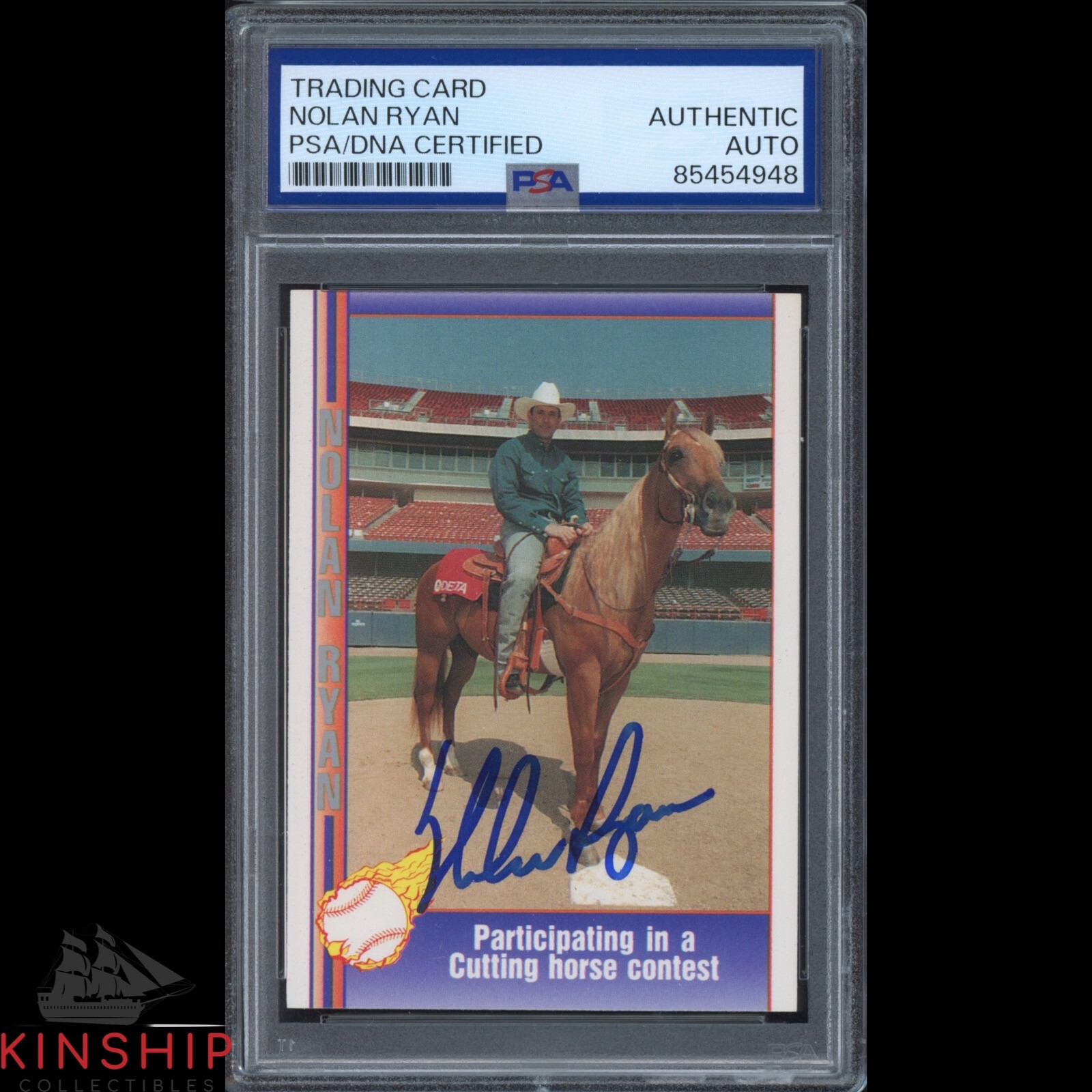 Nolan Ryan signed 1991 Pacific Trading Card PSA DNA Slab Baseball HOF Auto C4040