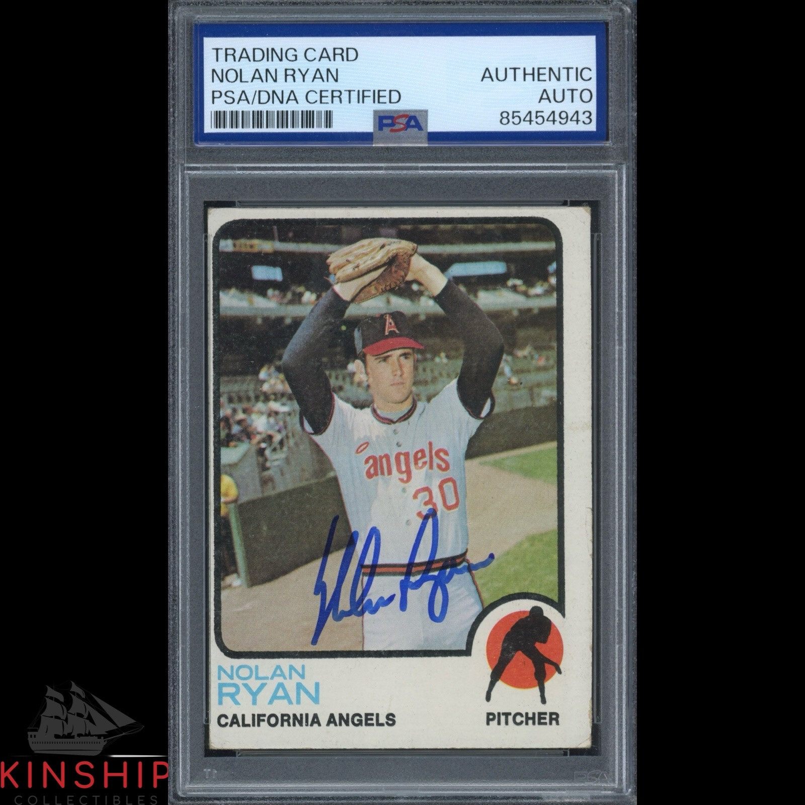 Nolan Ryan signed 1973 Topps Trading Card PSA DNA #220 Slab Mets HOF Auto C4030