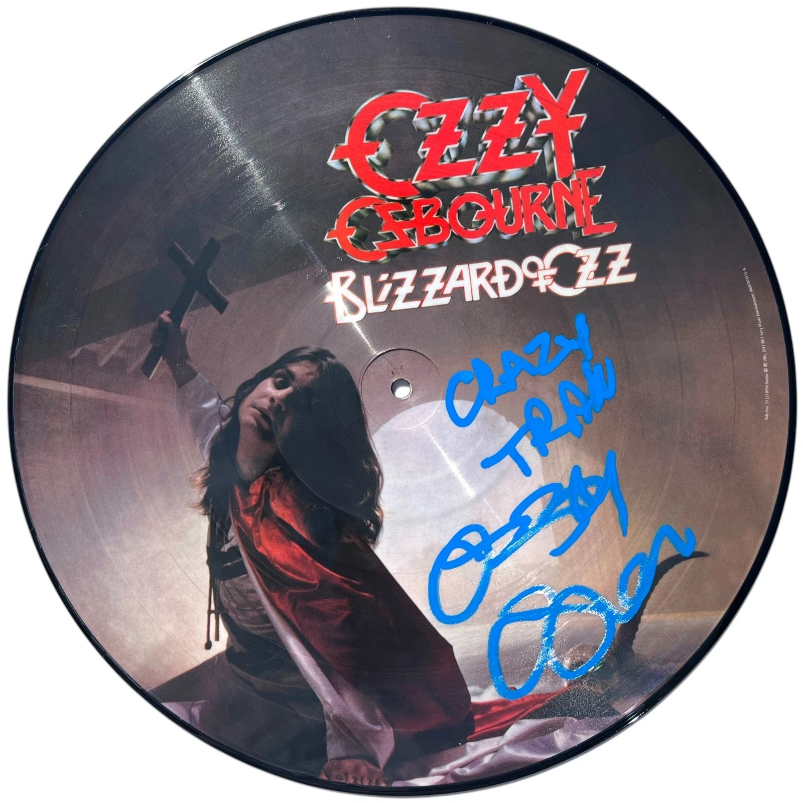 OZZY OSBOURNE SIGNED BLIZZARD OF OZ PICTURE DISC VINYL JSA **CRAZY TRAIN**