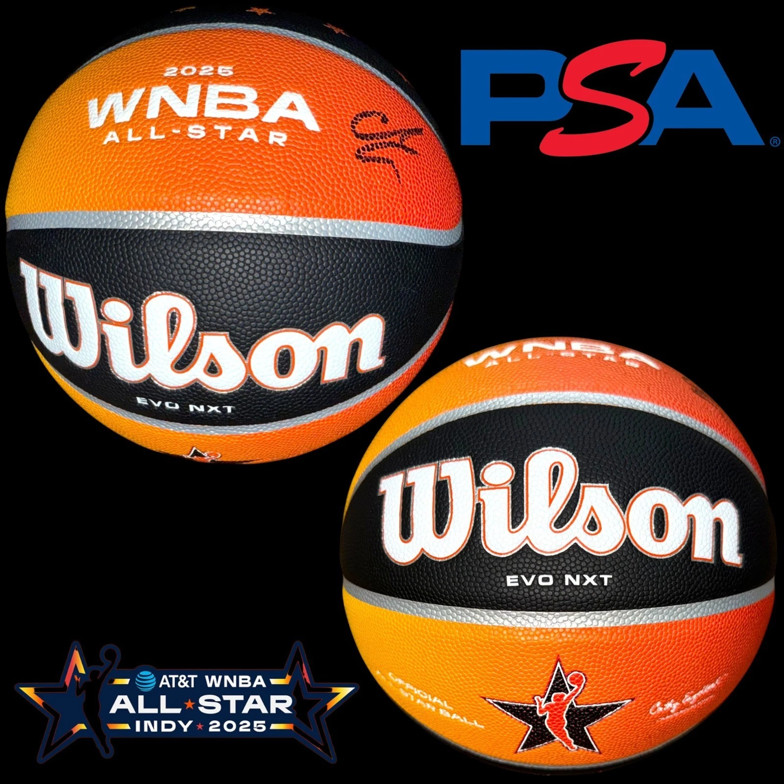 CAITLIN CLARK SIGNED WILSON 2025 ALL STAR GAME BASKETBALL FEVER PSA/DNA CAPTAIN!