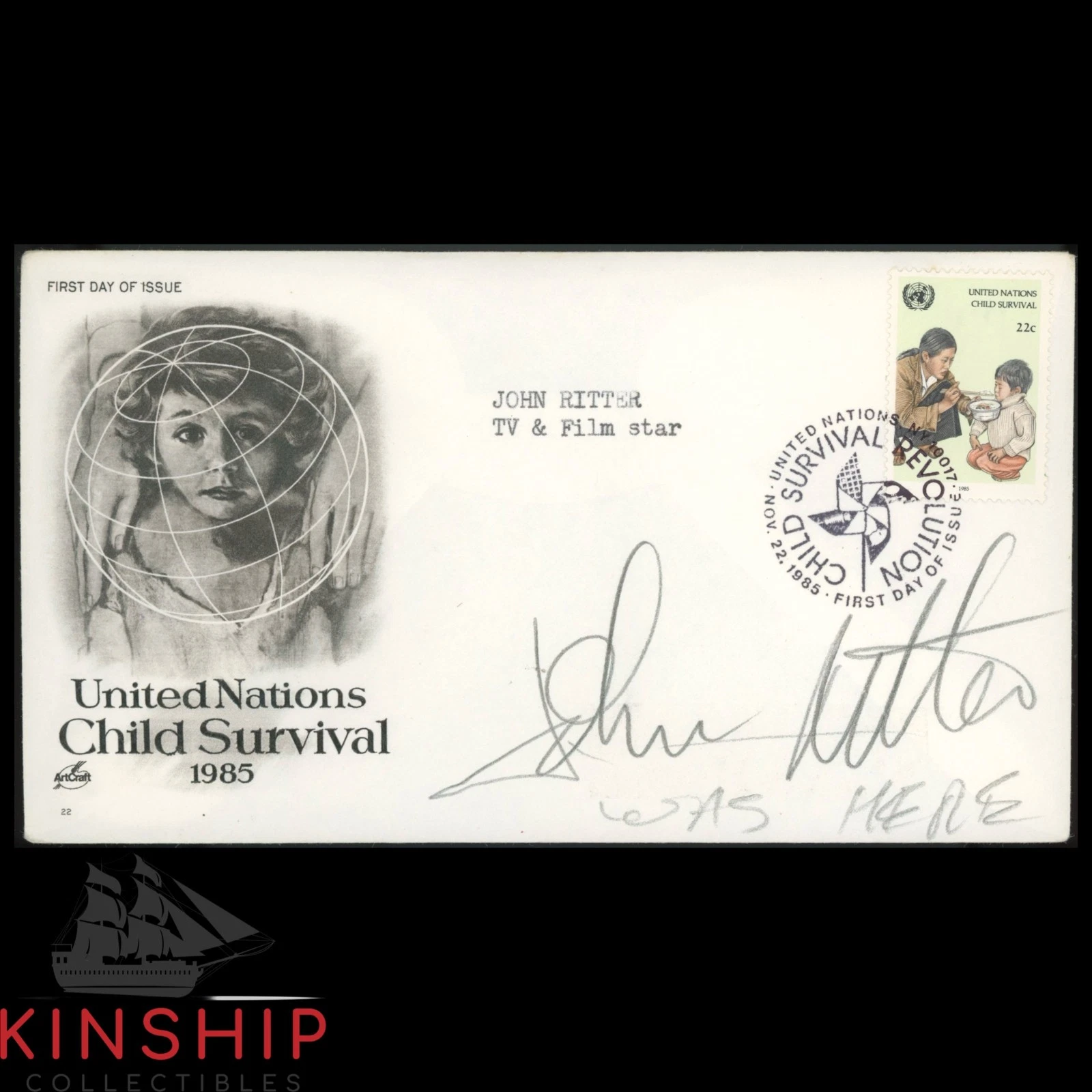 John Ritter signed Cachet JSA COA Inscribed Actor Three's Company Auto Z2349