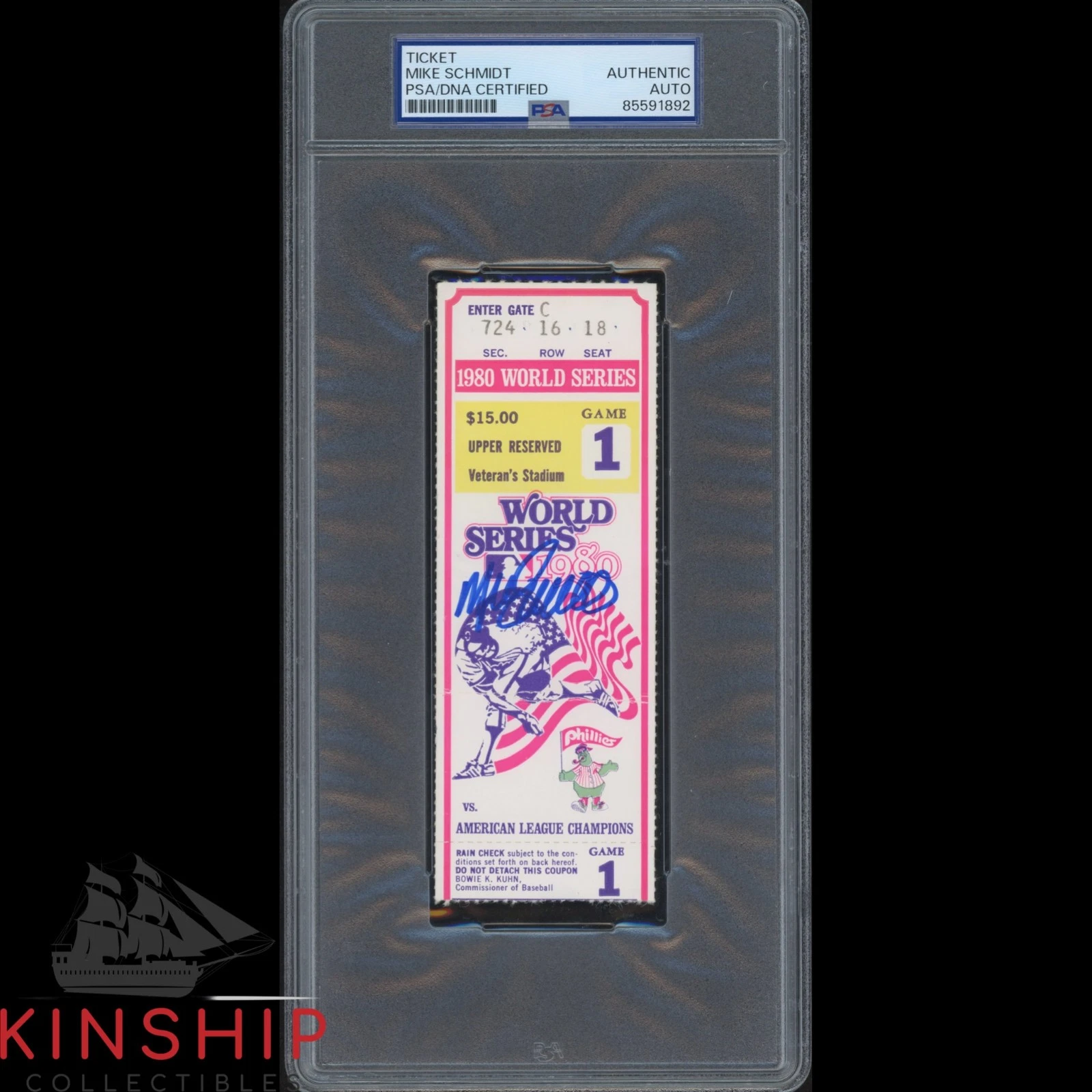 Mike Schmidt signed 1980 World Series Ticket PSA DNA Slab Phillies Auto C5265
