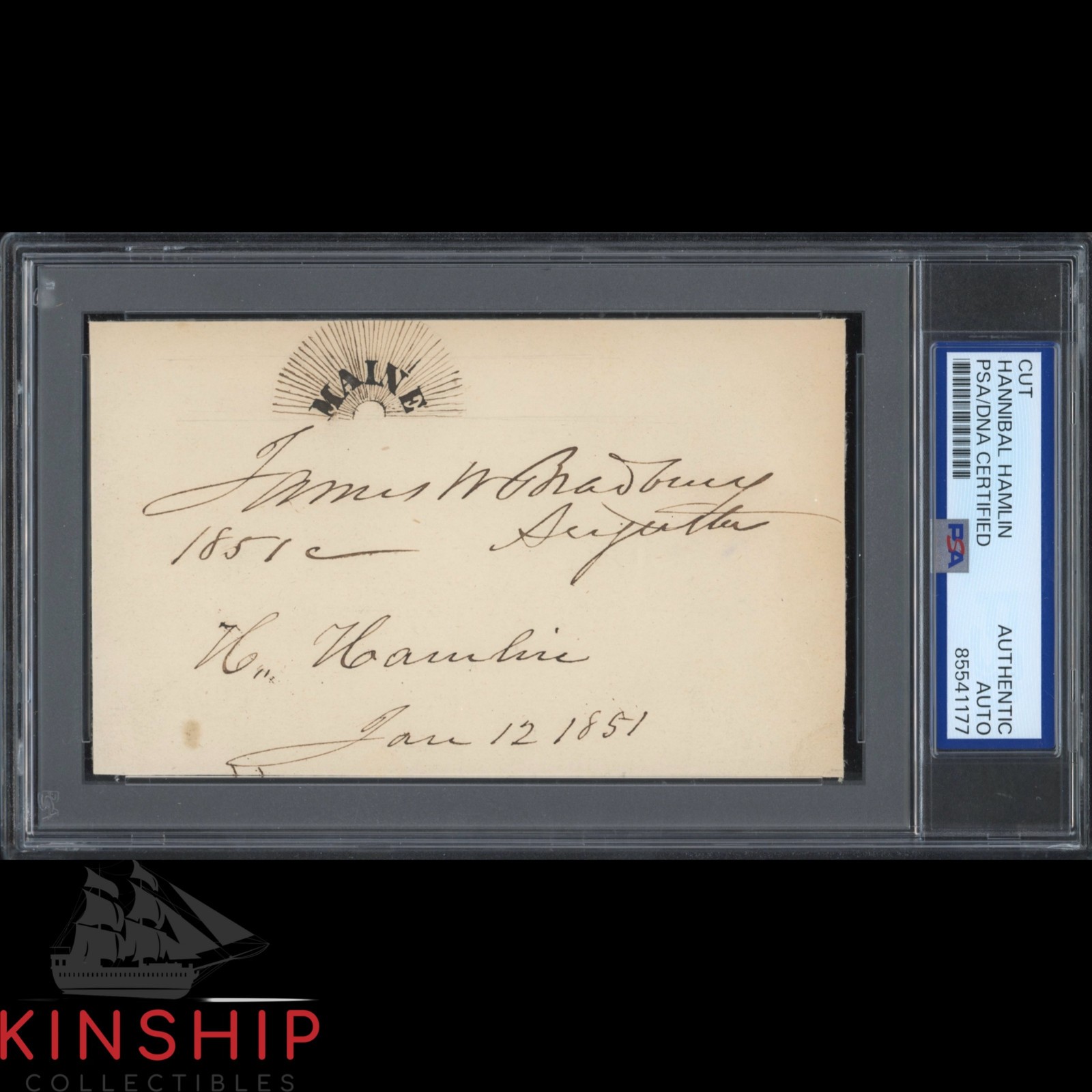 Hannibal Hamlin signed cut PSA DNA Slab Abraham Lincoln Vice President C5318