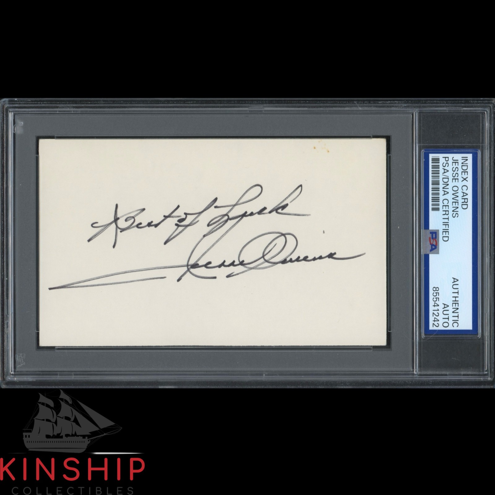 Jesse Owens signed 3x5 Index Card PSA DNA Slab Inscribed Auto C5422