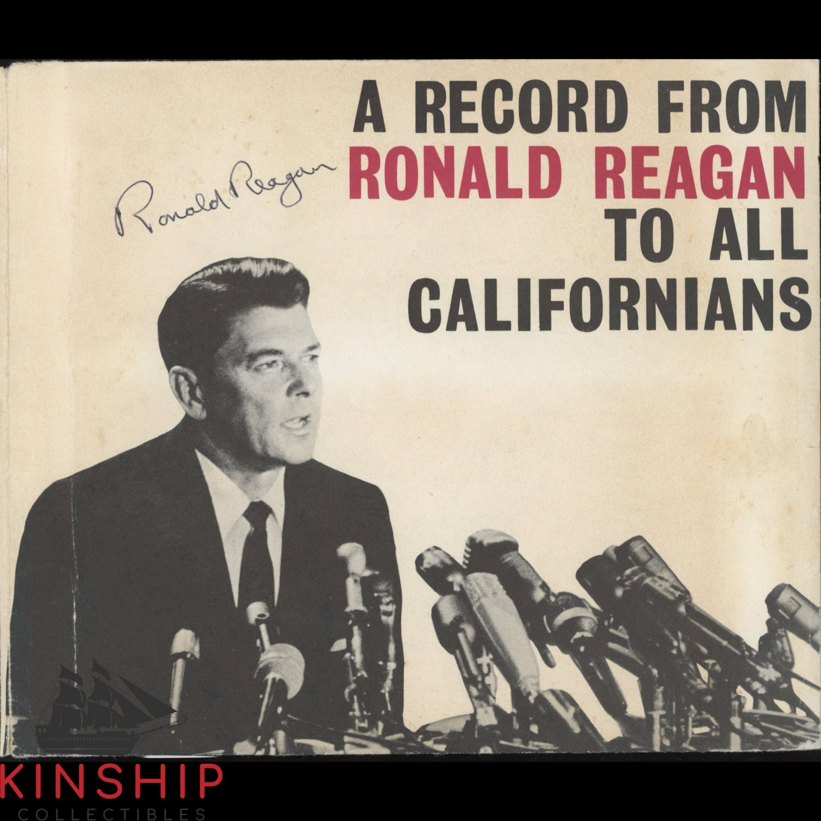 President Ronald Reagan signed Record Sleeve JSA LOA Rare Auto Z2361