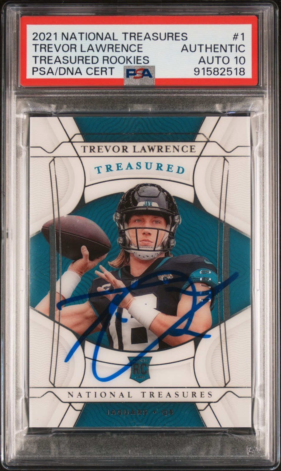 2021 National Treasures Trevor Lawrence Signed Rookie Card /99 RC PSA Auto 10