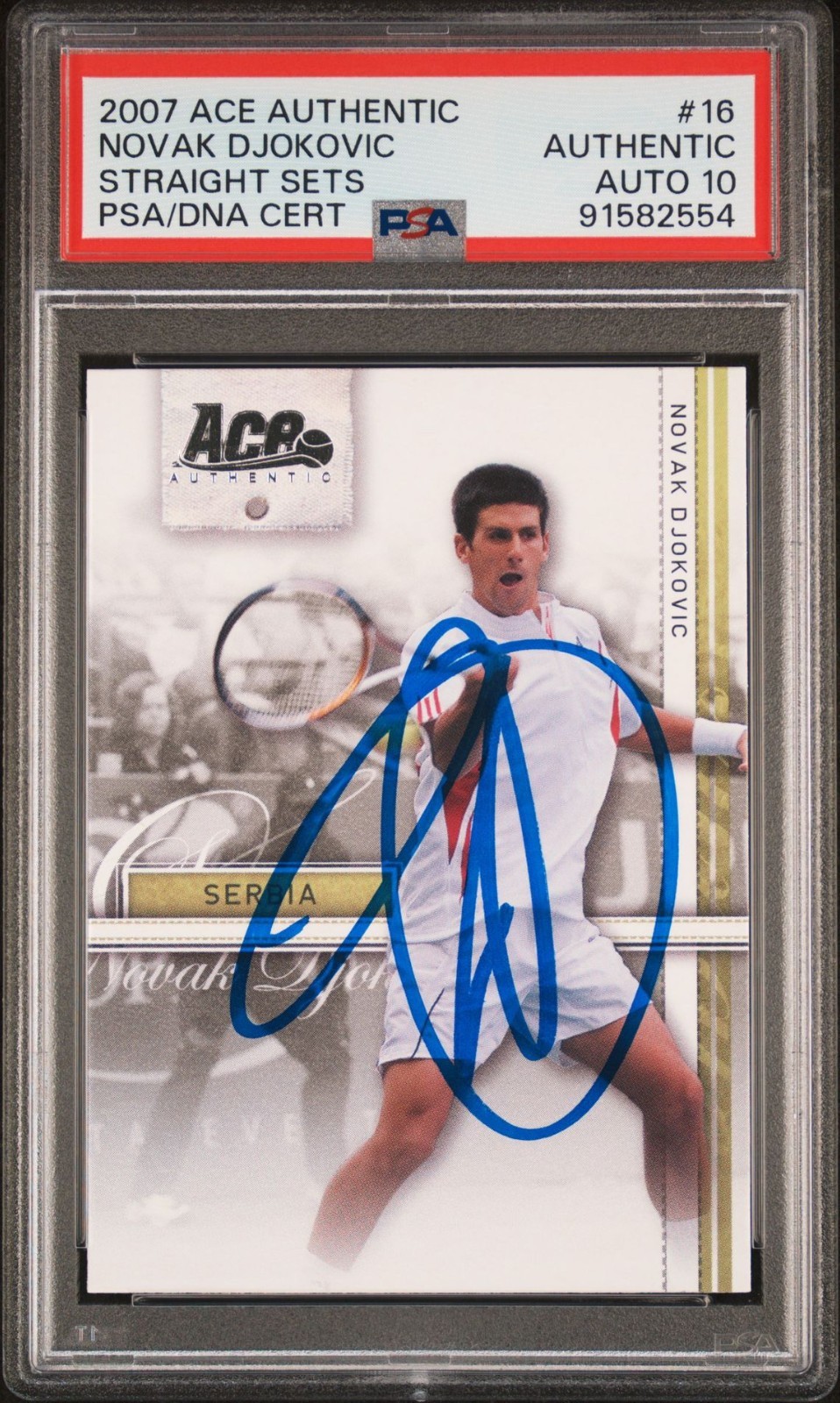 Novak Djokovic Signed 2007 ACE Authentic Straight Sets RC PSA Auto 10