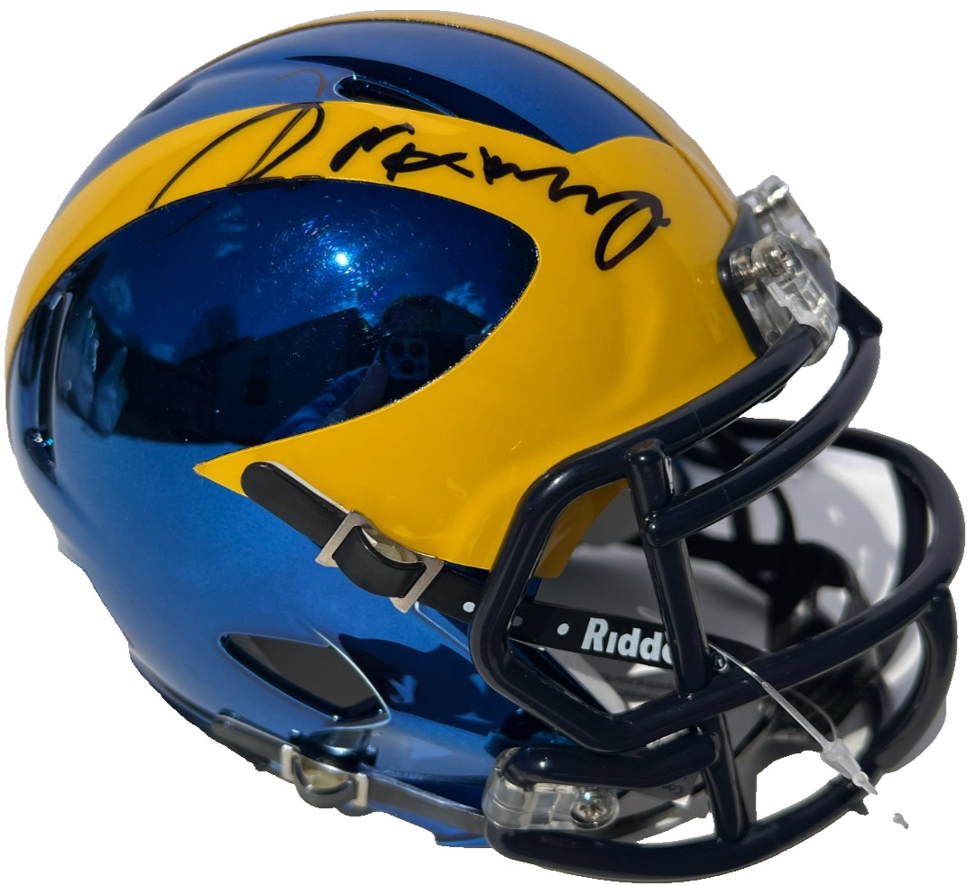 JIM HARBAUGH SIGNED AUTOGRAPHED MICHIGAN WOLVERINES CHROME MINI HELMET JSA