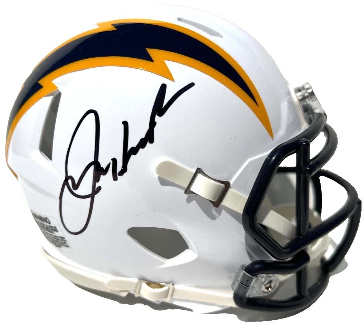 JIM HARBAUGH SIGNED LOS ANGELES CHARGERS COLOR RUSH FOOTBALL MINI HELMET JSA