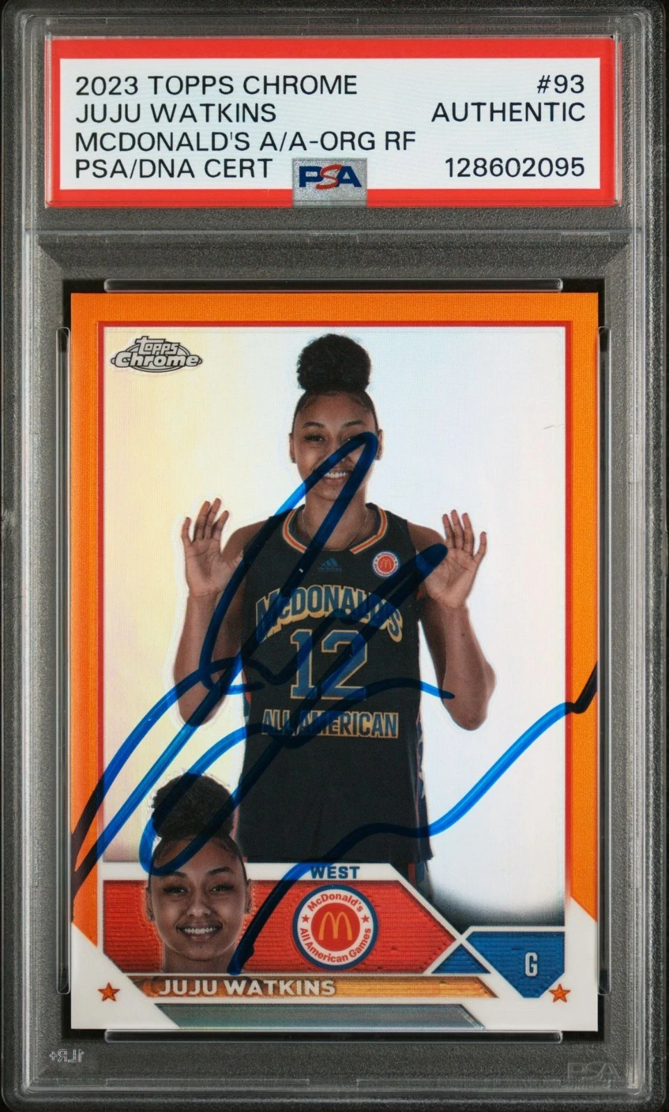 JuJu Watkins Signed 2023 Topps Chrome McDonalds Orange Rookie /25 #93 Psa Auto