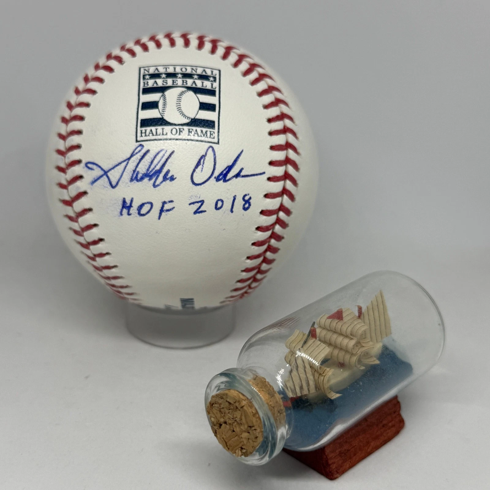 Sheldon Ocker signed Rawlings HOF Logo Baseball JSA COA BBWAA Spink Writer A4185