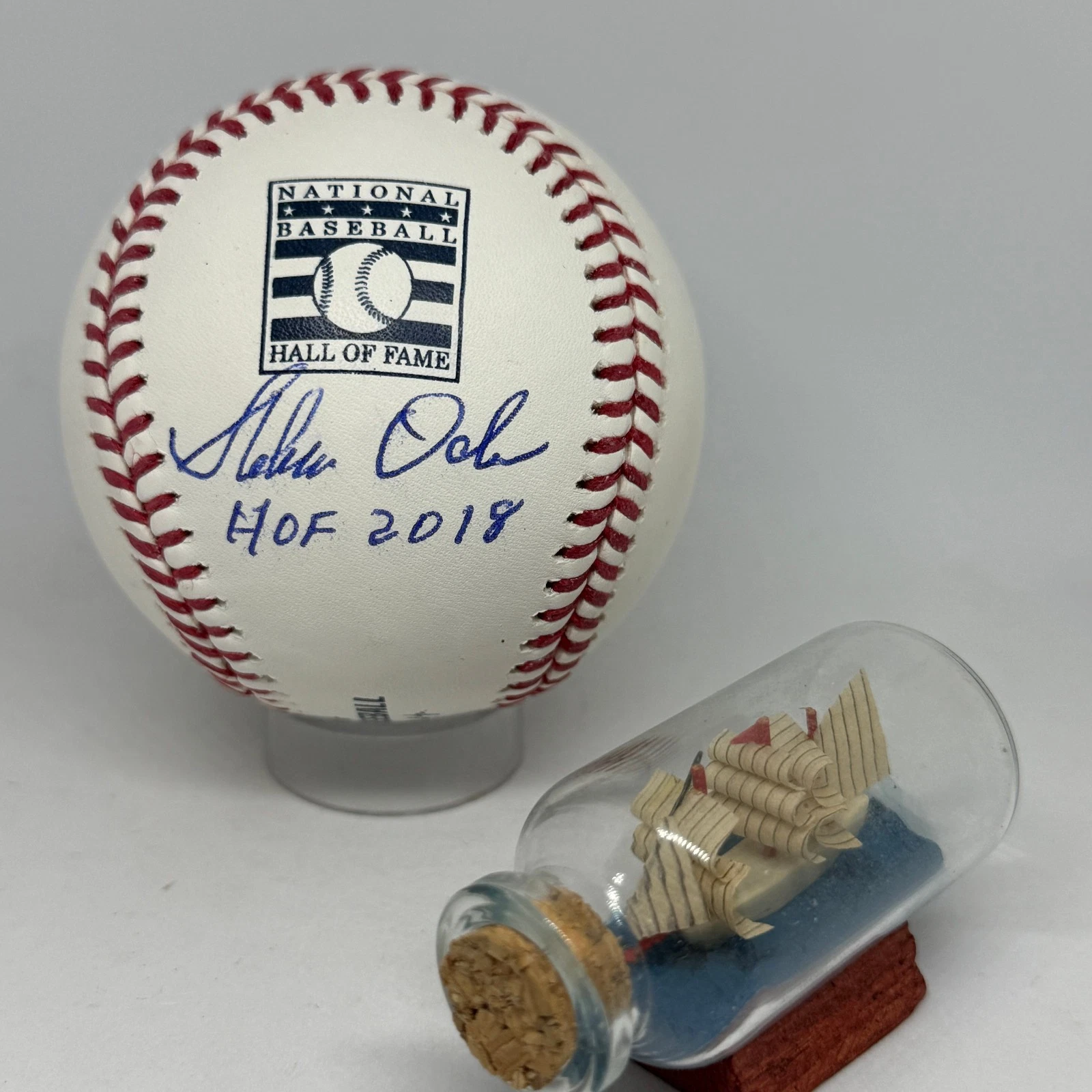 Sheldon Ocker signed Rawlings HOF Logo Baseball JSA COA BBWAA Spink Writer A4182