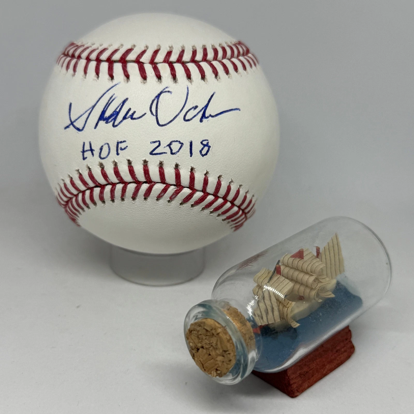 Sheldon Ocker signed Rawlings OML Baseball JSA COA HOF BBWAA Spink Writer A4181