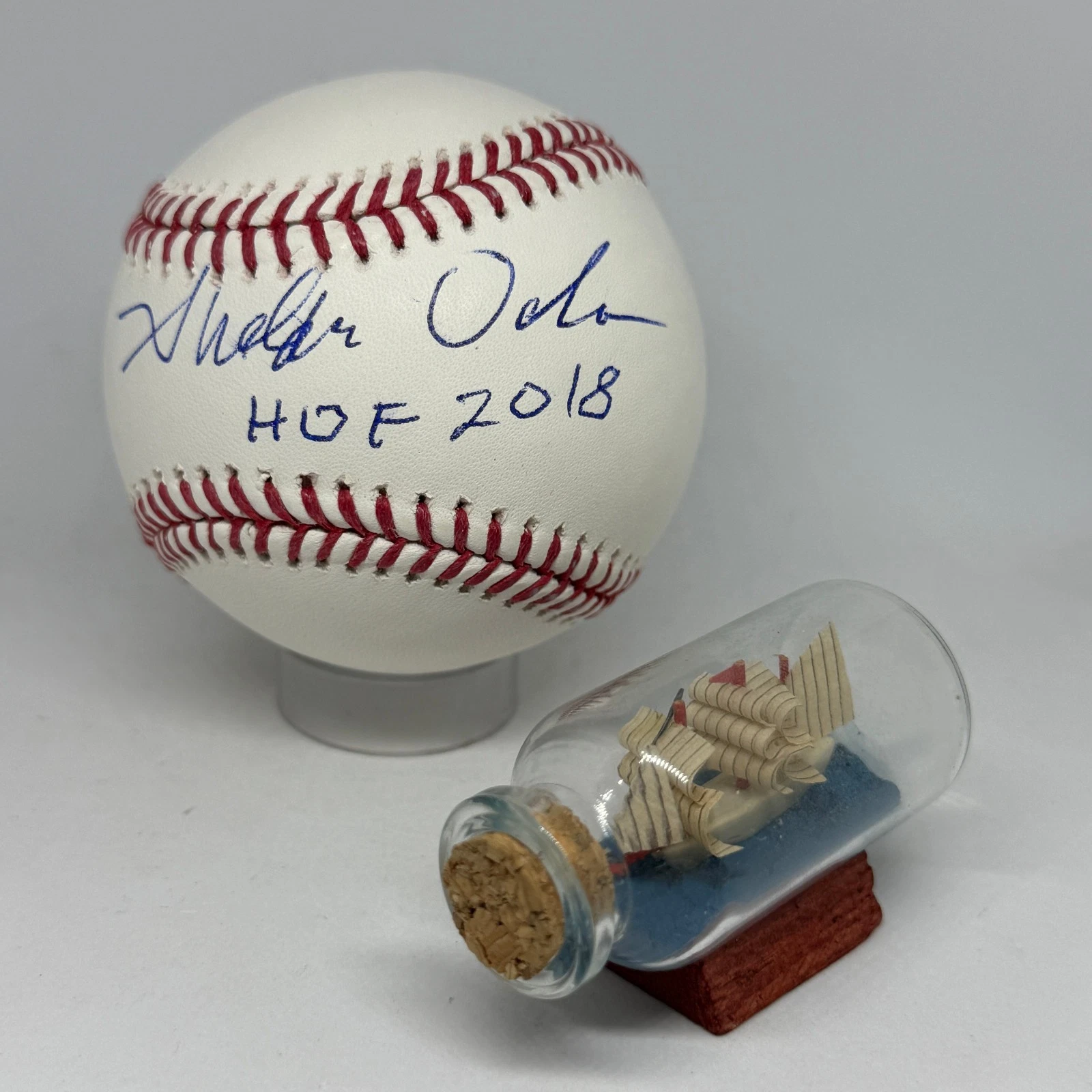 Sheldon Ocker signed Rawlings OML Baseball JSA COA HOF BBWAA Spink Writer A4183