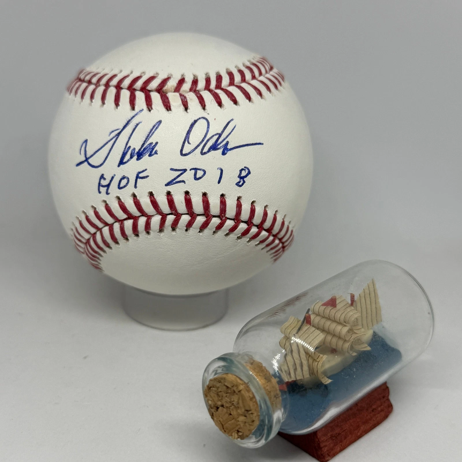 Sheldon Ocker signed Rawlings OML Baseball JSA COA HOF BBWAA Spink Writer A4184