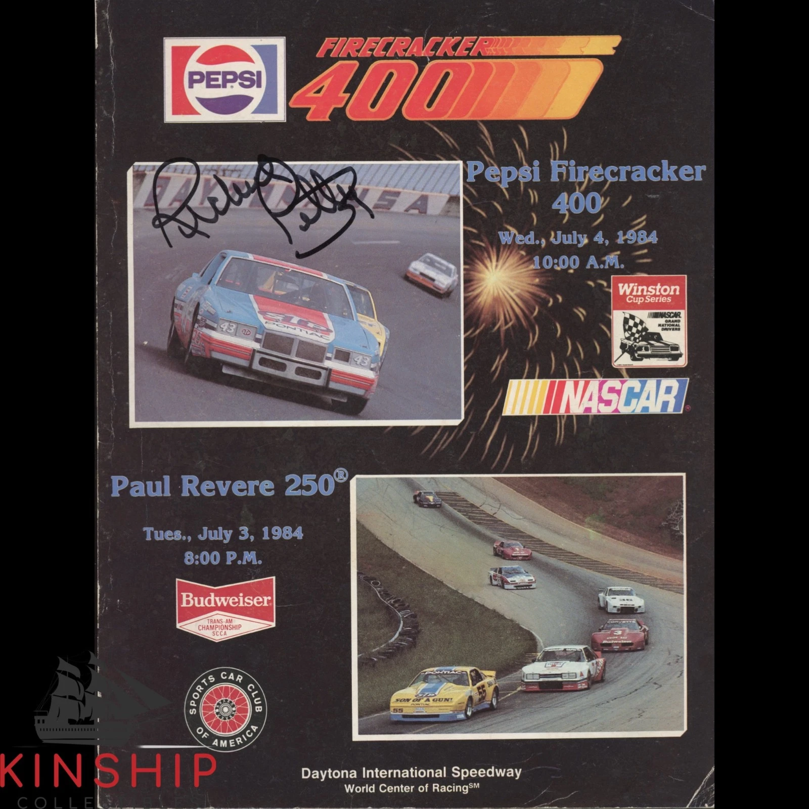 RICHARD PETTY SIGNED 1984 FIRECRACKER 400 PROGRAM JSA NASCAR 200TH WIN AUTO E344 COLLECTIBLE MEMORABILIA