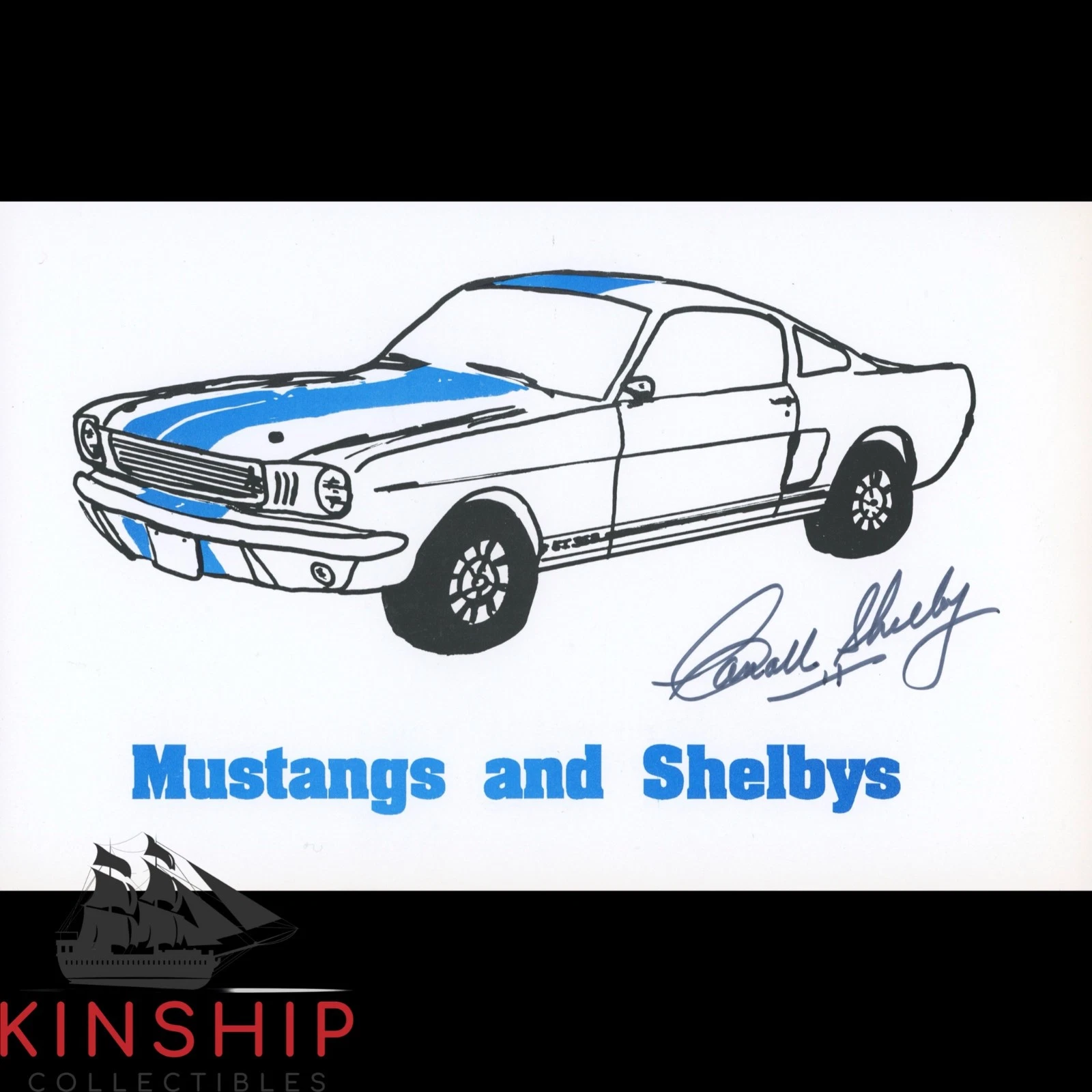 Carroll Shelby signed Color Print JSA LOA Mustangs & Shelbys Racing Auto Z2381