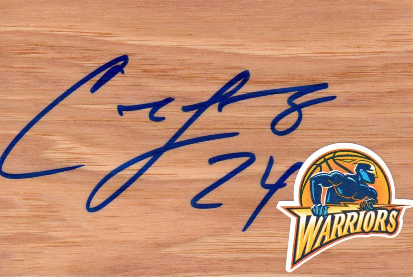 Golden State Warriors Carl Landry Signed Floorboard COA