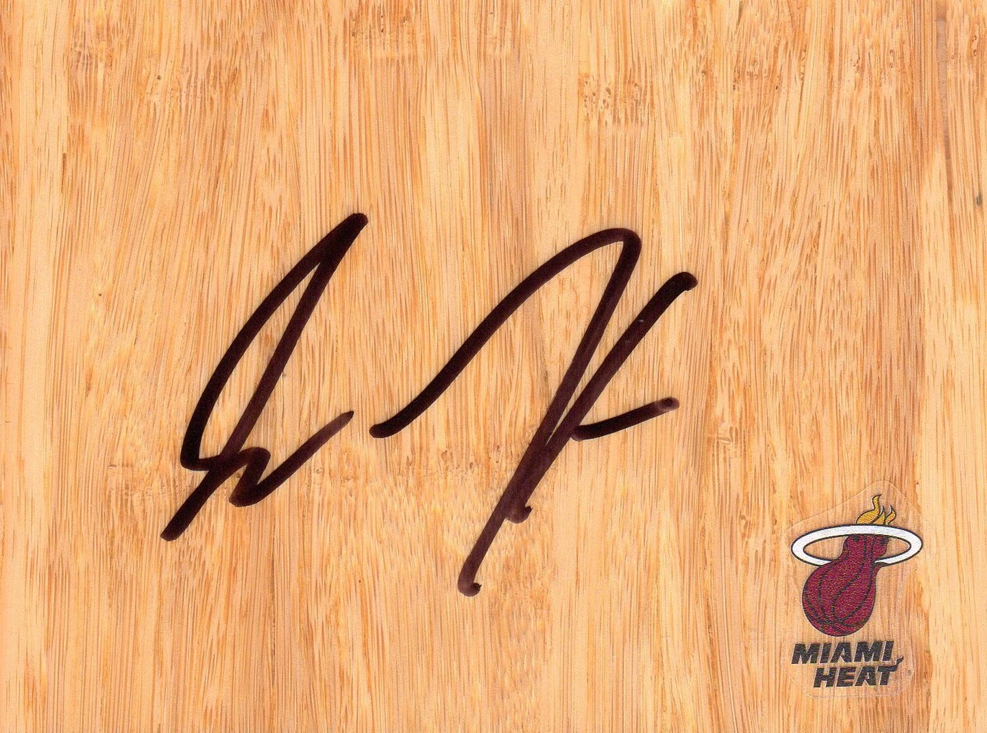 Miami Heat Justin Hamilton Signed FloorBoard COA