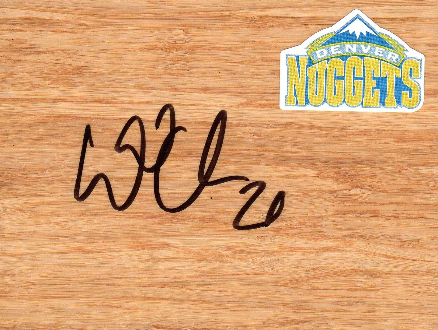 Denver Nuggets Wilson Chandler Signed FloorBoard COA