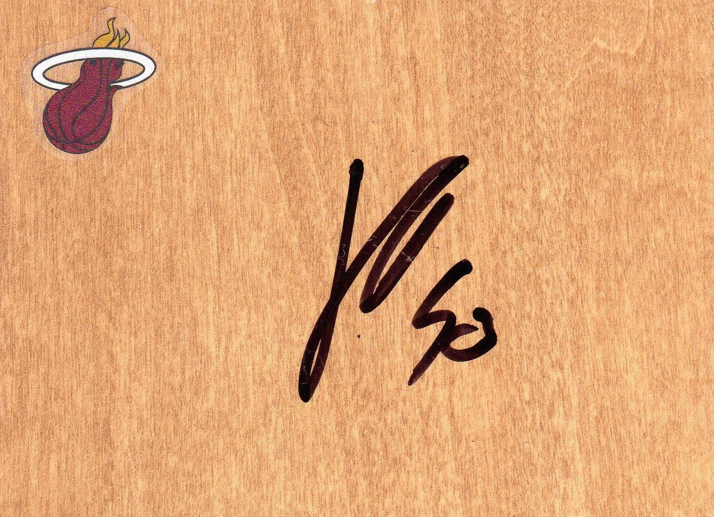 Miami Heat Joel Anthony Signed FloorBoard COA