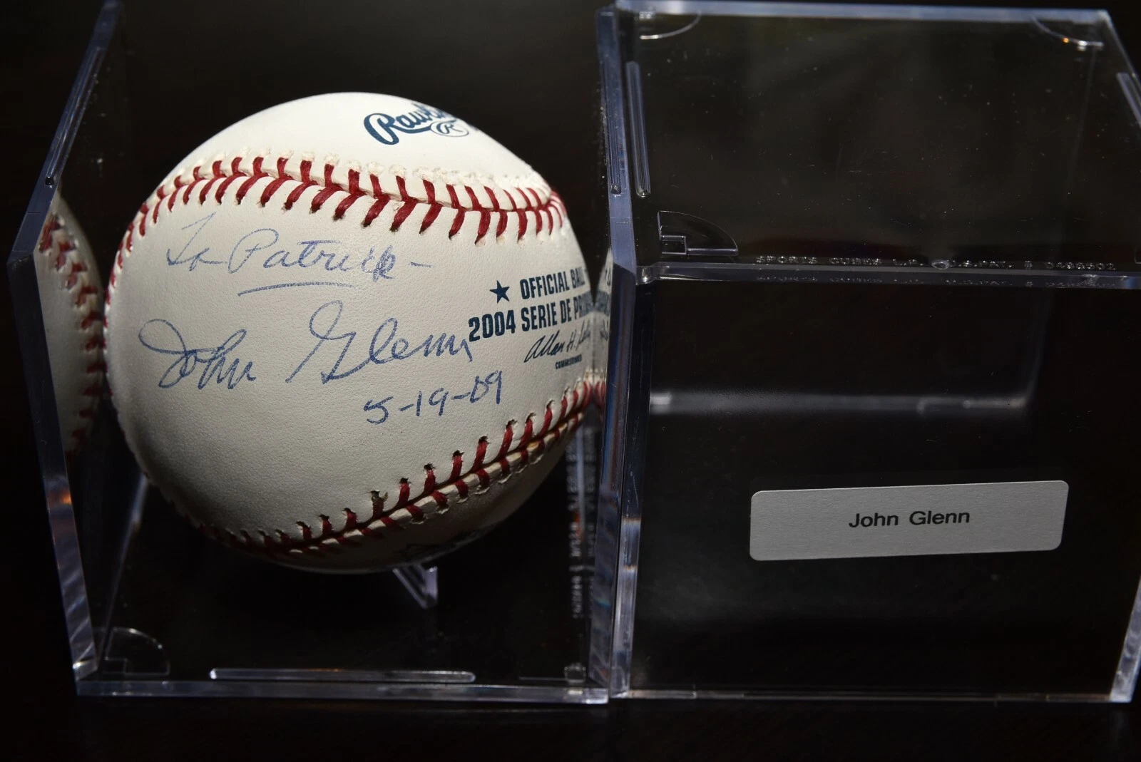 JOHN GLENN Autographed Signed RAWLINGS Baseball - To Patrick DATED