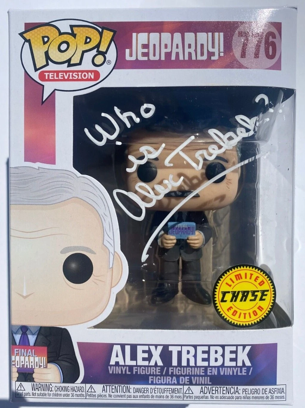 ALEX TREBEK SIGNED AUTOGRAPHED CHASE EDITION JEOPARDY FUNKO POP 776 BECKETT BAS