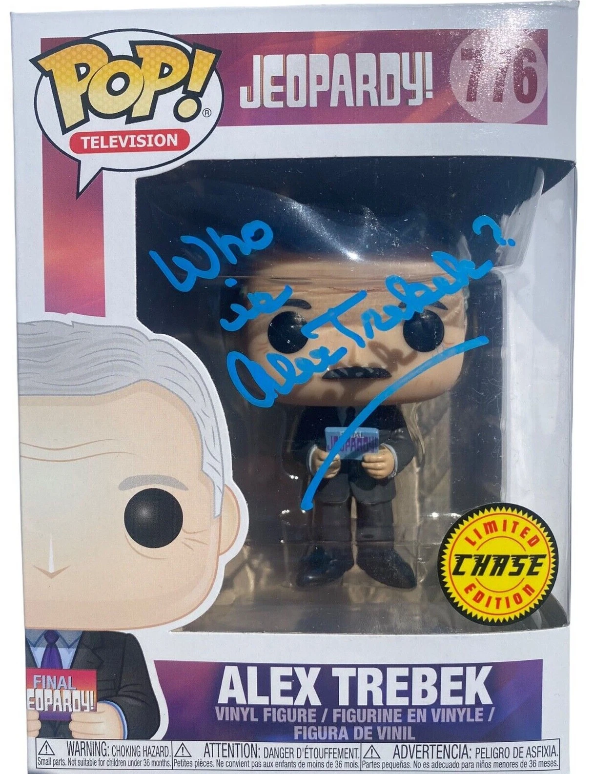 ALEX TREBEK SIGNED CHASE EDITION JEOPARDY FUNKO POP 776 BECKETT BAS COA
