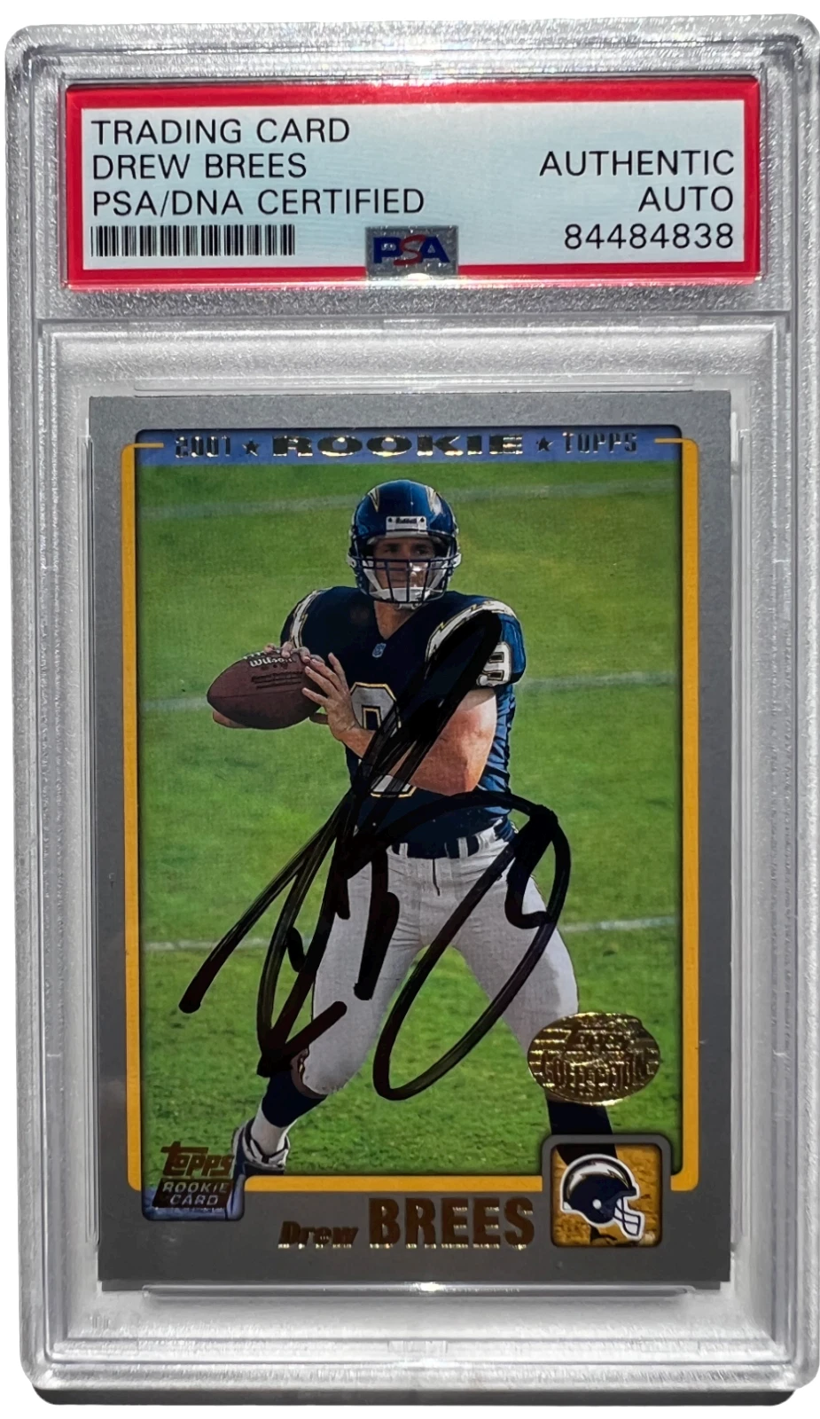 DREW BREES SIGNED 2001 TOPPS ROOKIE CARD #328 SAINTS RC AUTO PSA/DNA