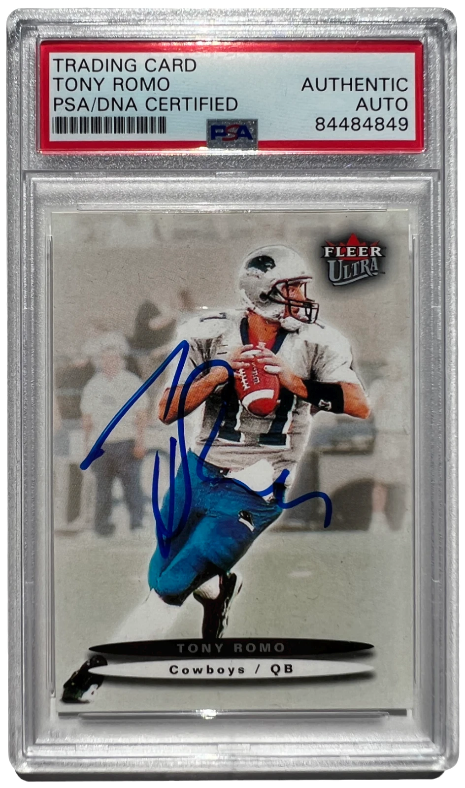 TONY ROMO SIGNED 2003 FLEER ULTRA COWBOYS ROOKIE CARD #182 RC PSA/DNA