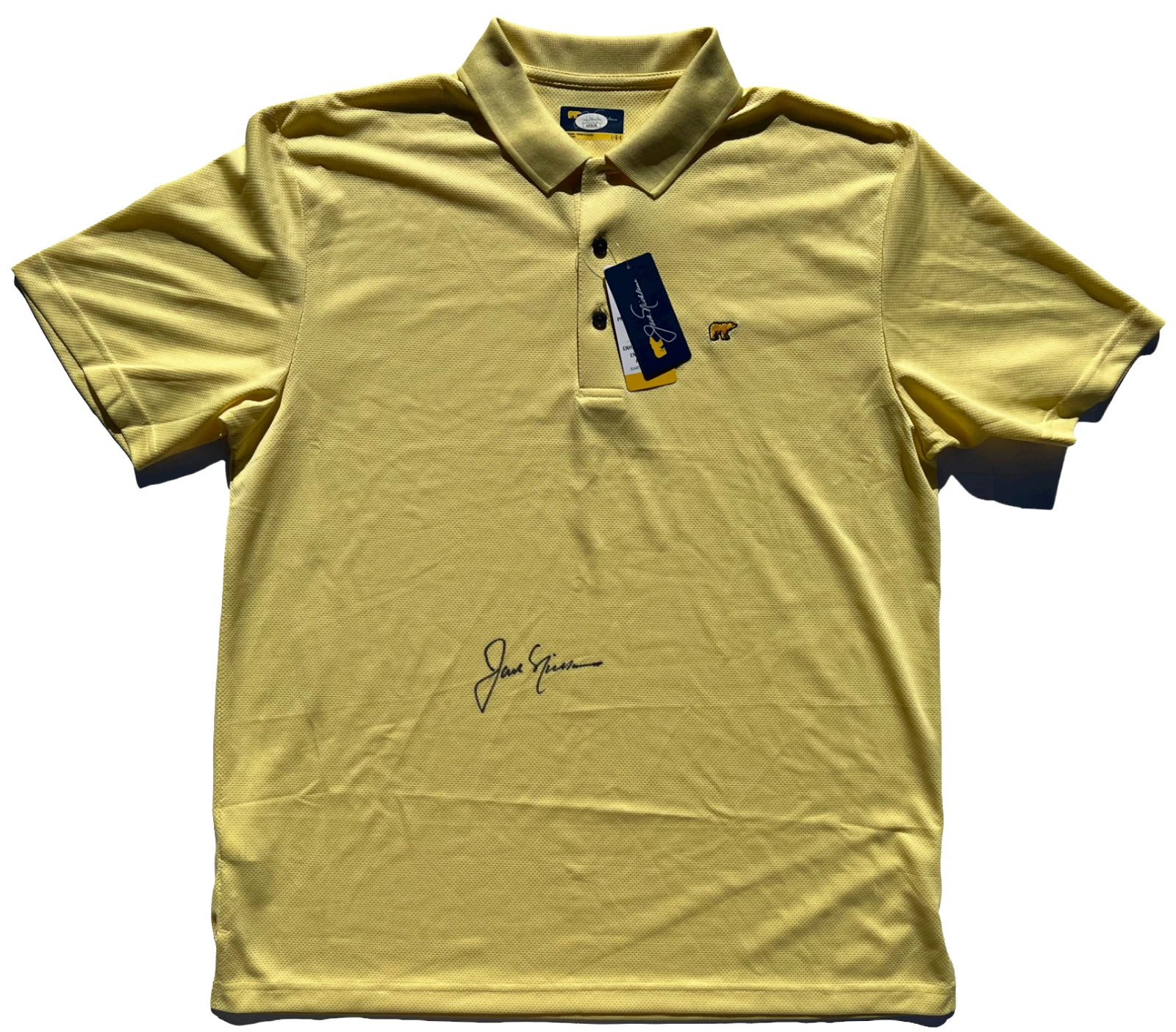JACK NICKLAUS SIGNED AUTOGRAPHED GOLDEN BEAR GOLF POLO SHIRT MASTERS BRITISH JSA