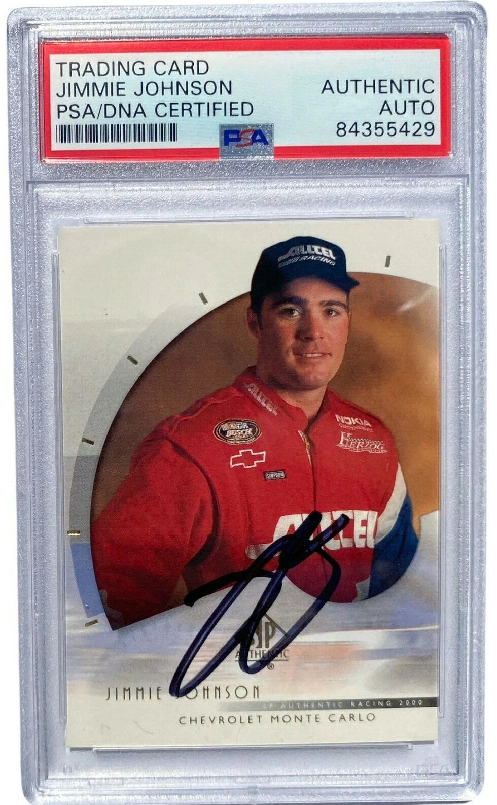 JIMMIE JOHNSON SIGNED 2000 SP AUTHENTIC #39 ROOKIE CARD AUTO RC PSA/DNA !