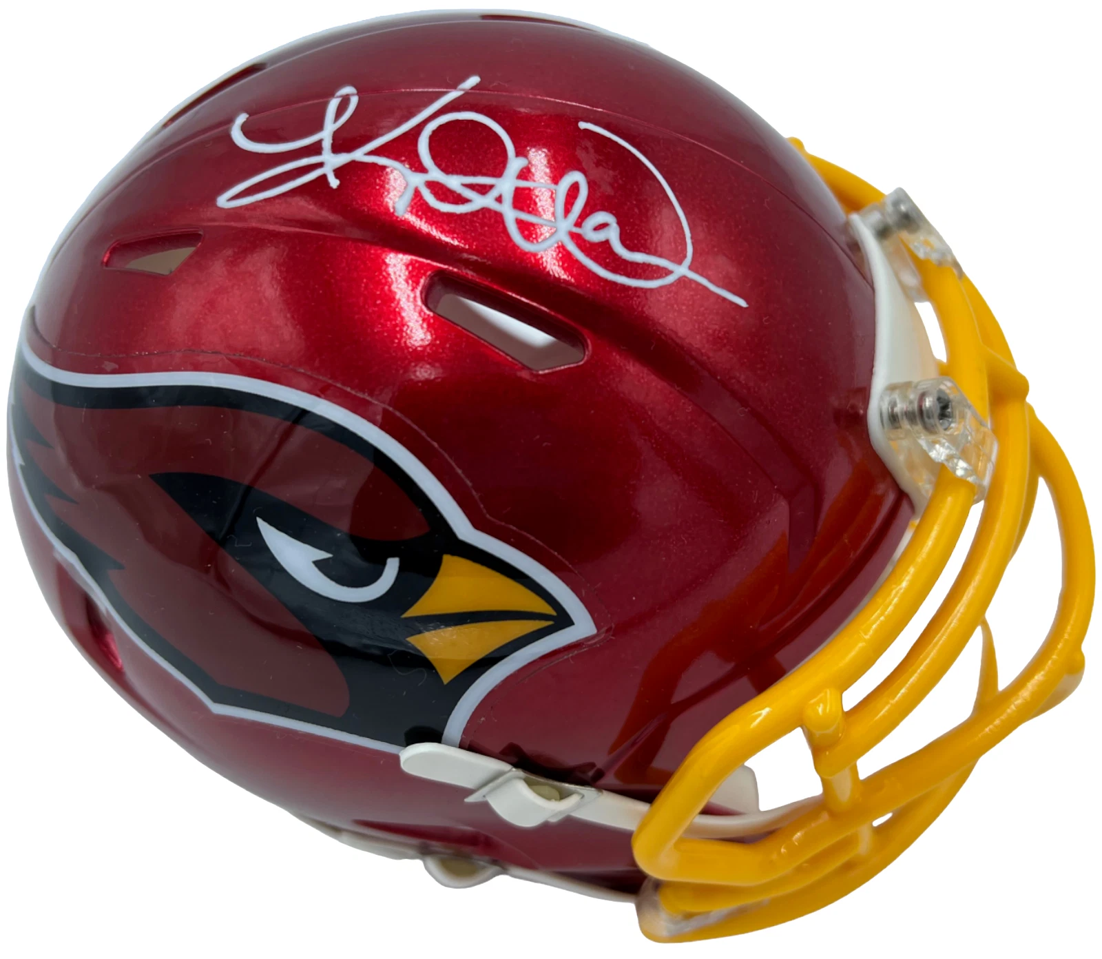 KURT WARNER SIGNED AUTOGRAPHED ARIZONA CARDINALS FLASH MINI FOOTBALL HELMET JSA