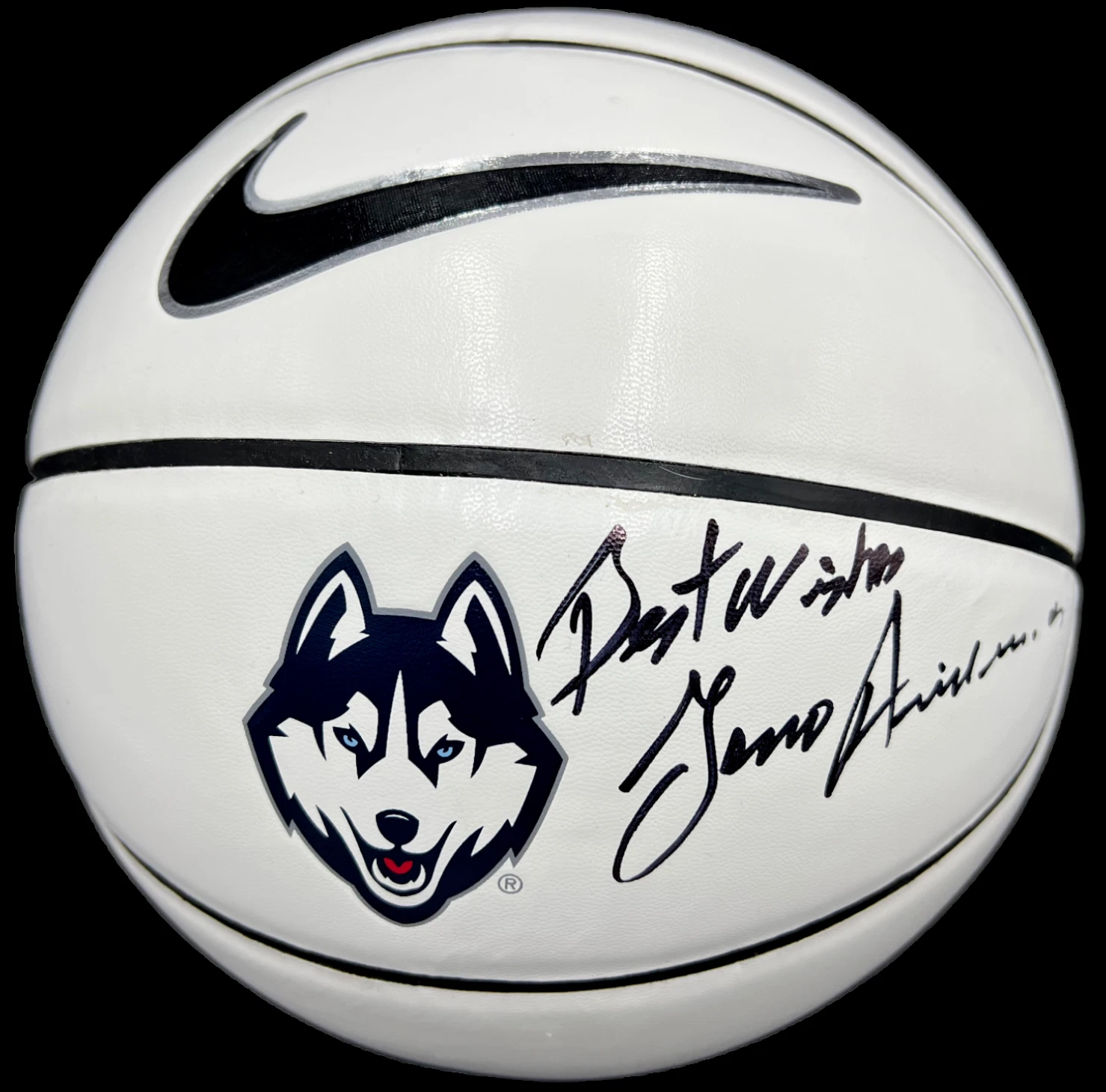 GENO AURIEMMA SIGNED AUTOGRAPHED UCONN HUSKIES NIKE LOGO BASKETBALL USA COA