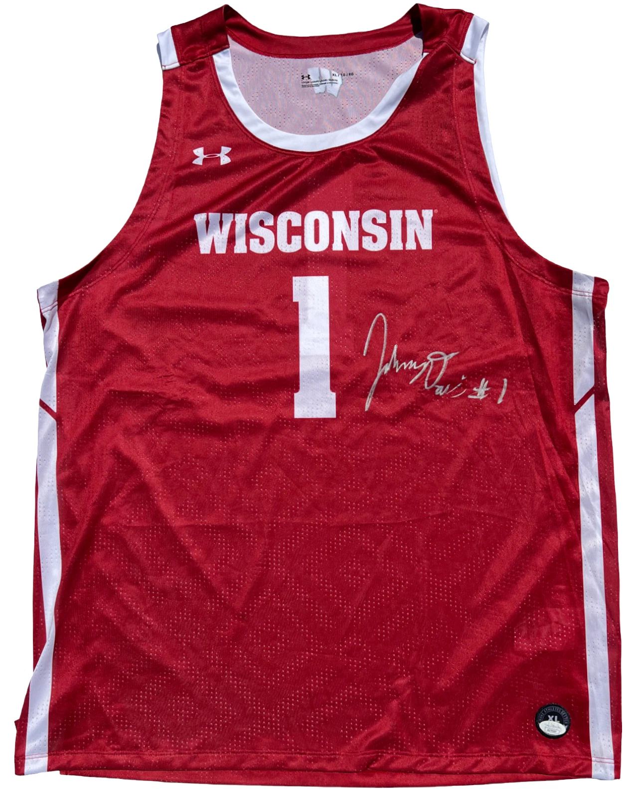 JOHNNY DAVIS SIGNED WISCONSIN BADGERS UNDER ARMOUR BASKETBALL JERSEY JSA