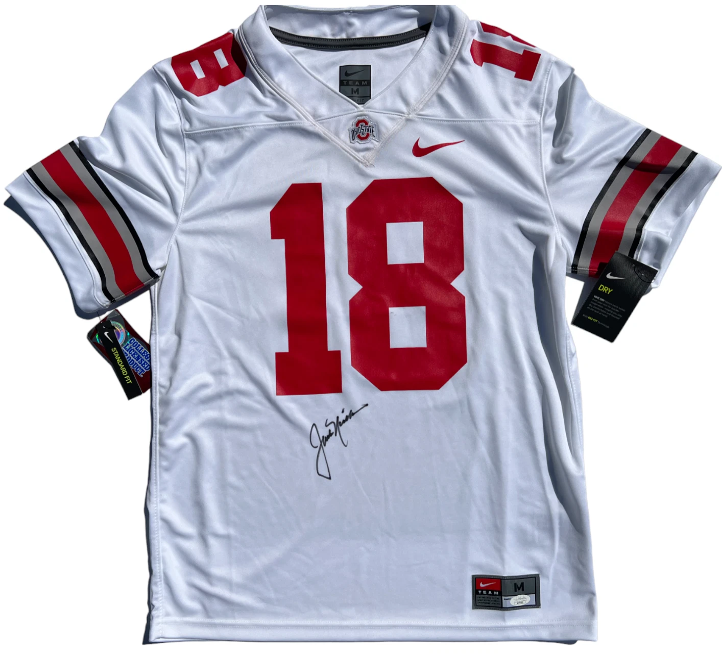 JACK NICKLAUS SIGNED OHIO STATE BUCKEYES FOOTBALL JERSEY MASTERS BRITISH US JSA
