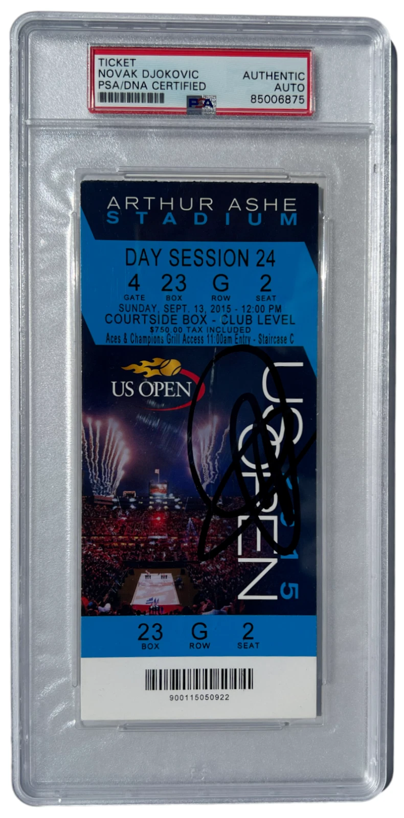 NOVAK DJOKOVIC SIGNED 2015 US OPEN FINALS TICKET STUB TENNIS AUTO PSA/DNA