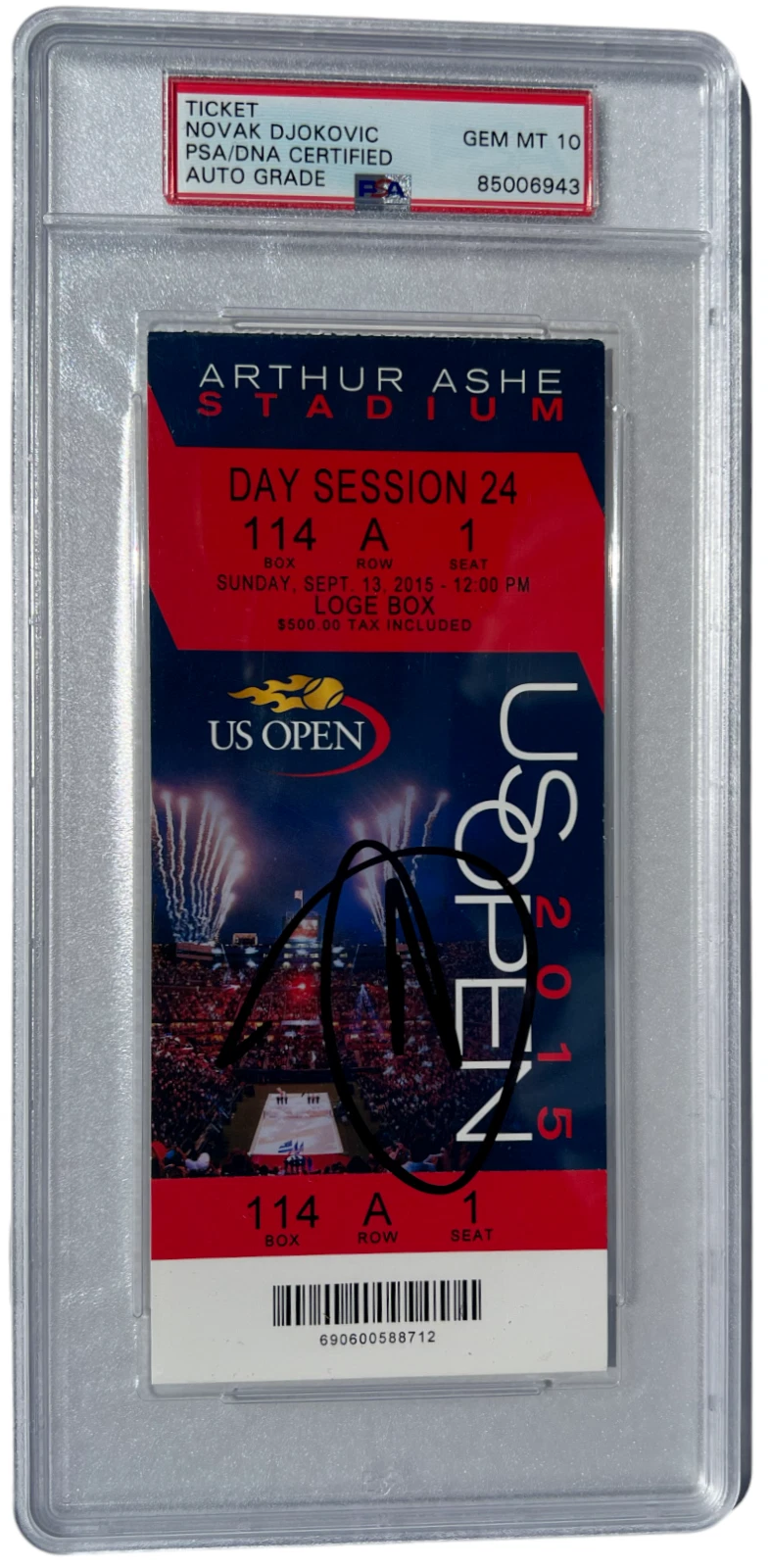 NOVAK DJOKOVIC SIGNED 2015 US OPEN FINALS TICKET STUB TENNIS AUTO 10 PSA/DNA