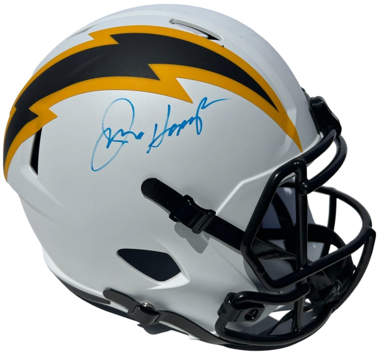 JIM HARBAUGH SIGNED LOS ANGELES CHARGERS SPEED FULL SIZE LUNAR HELMET JSA