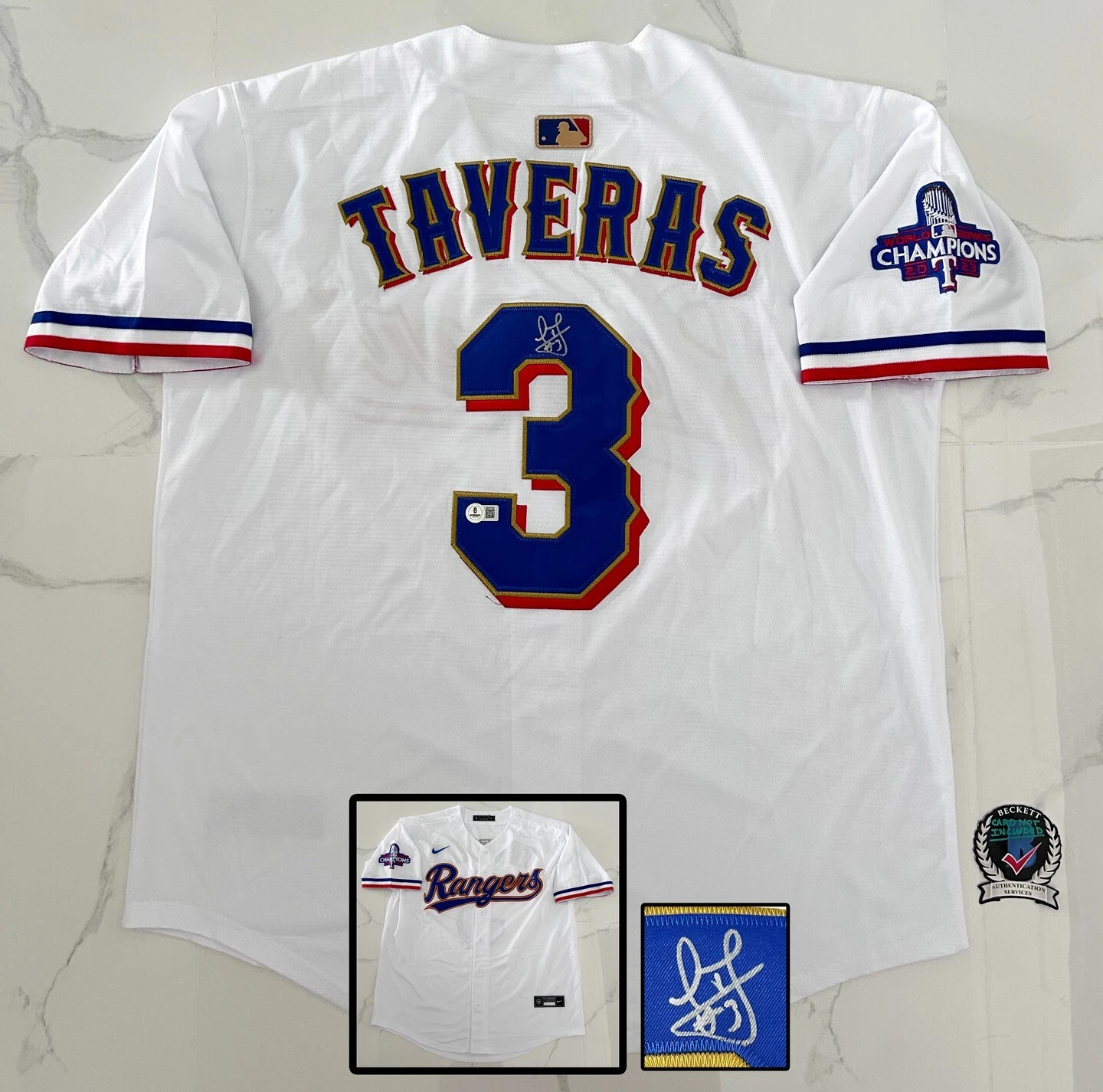 Leody Taveras Signed Jersey Texas Rangers Beckett BAS COA