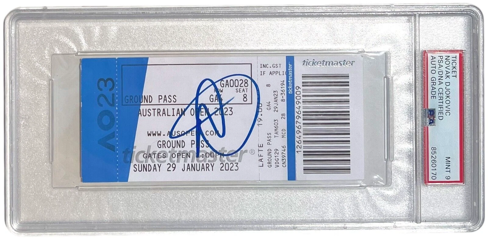 NOVAK DJOKOVIC SIGNED 2023 AUSTRALIAN OPEN FINALS TICKET STUB AUTO AO PSA DNA !