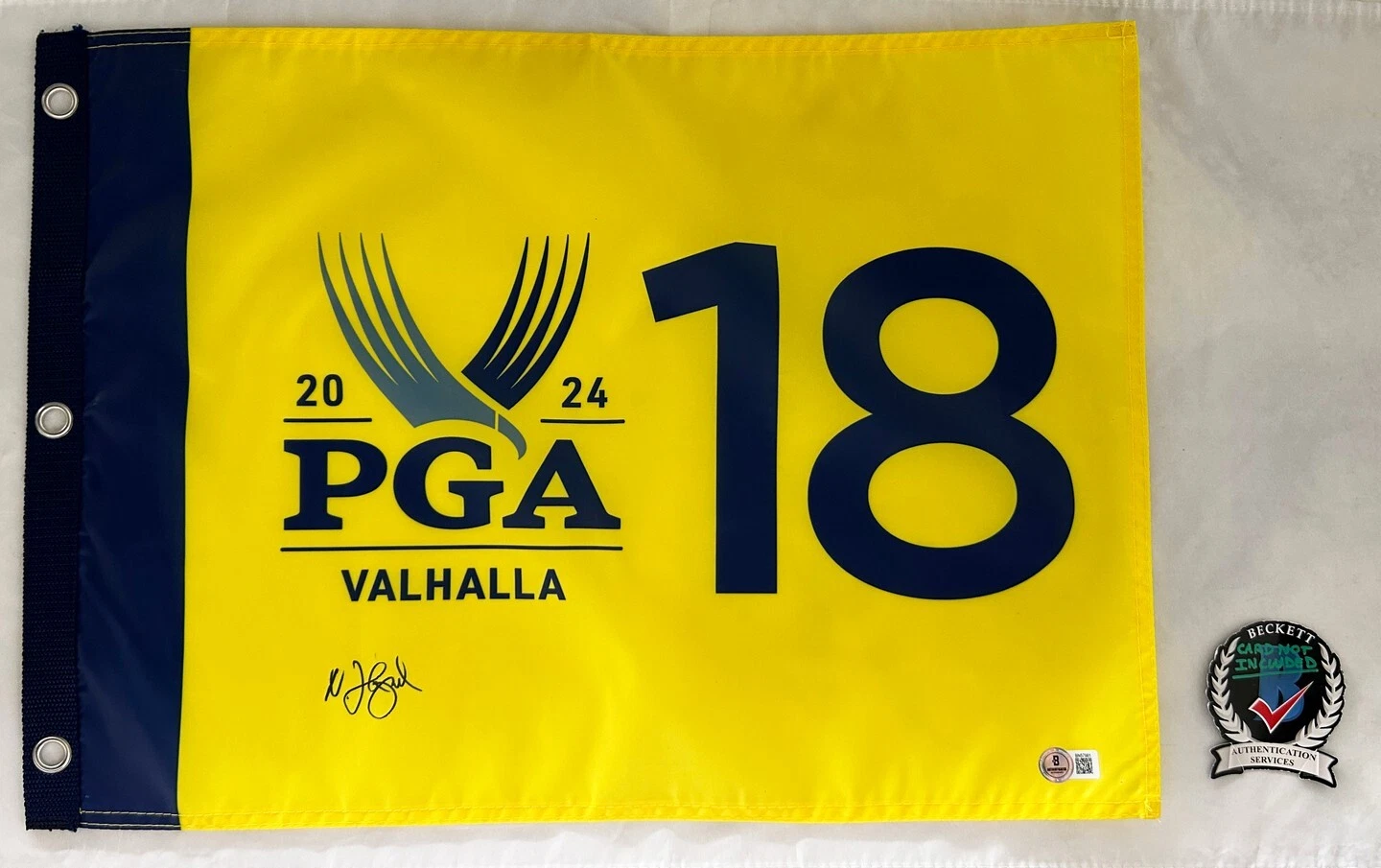 Nicolai Hojgaard Signed 2024 PGA Championship Flag 1 Beckett BAS COA