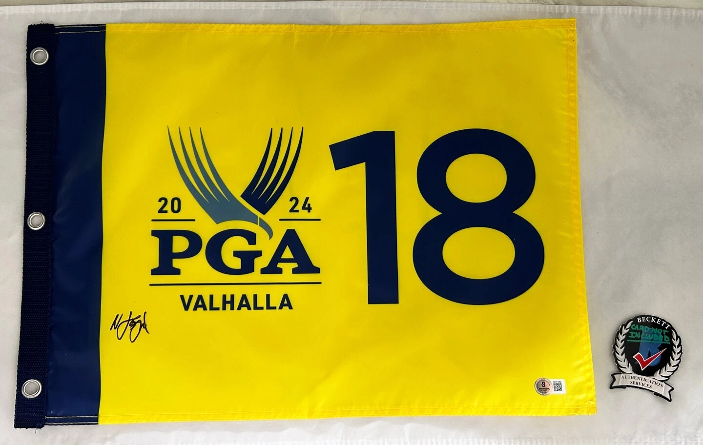 Nicolai Hojgaard Signed 2024 PGA Championship Flag Beckett BAS COA