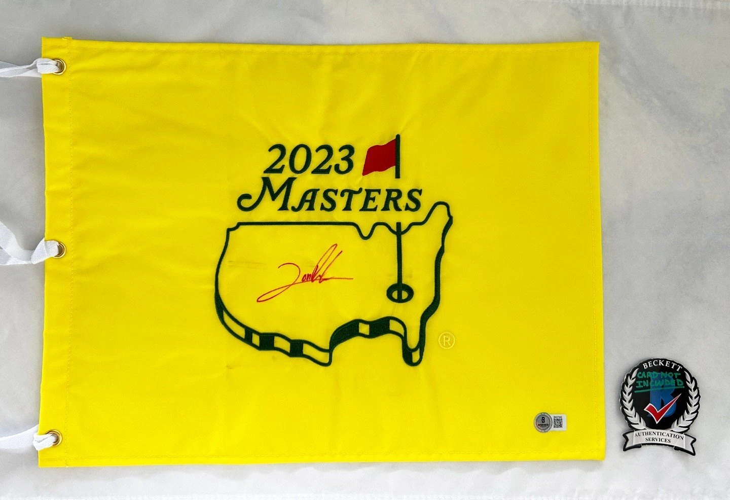 Jon Rahm Signed Masters Flag Beckett BAS 3 COA