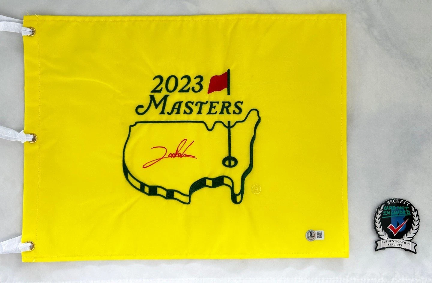 Jon Rahm Signed Masters Flag Beckett BAS 1 COA